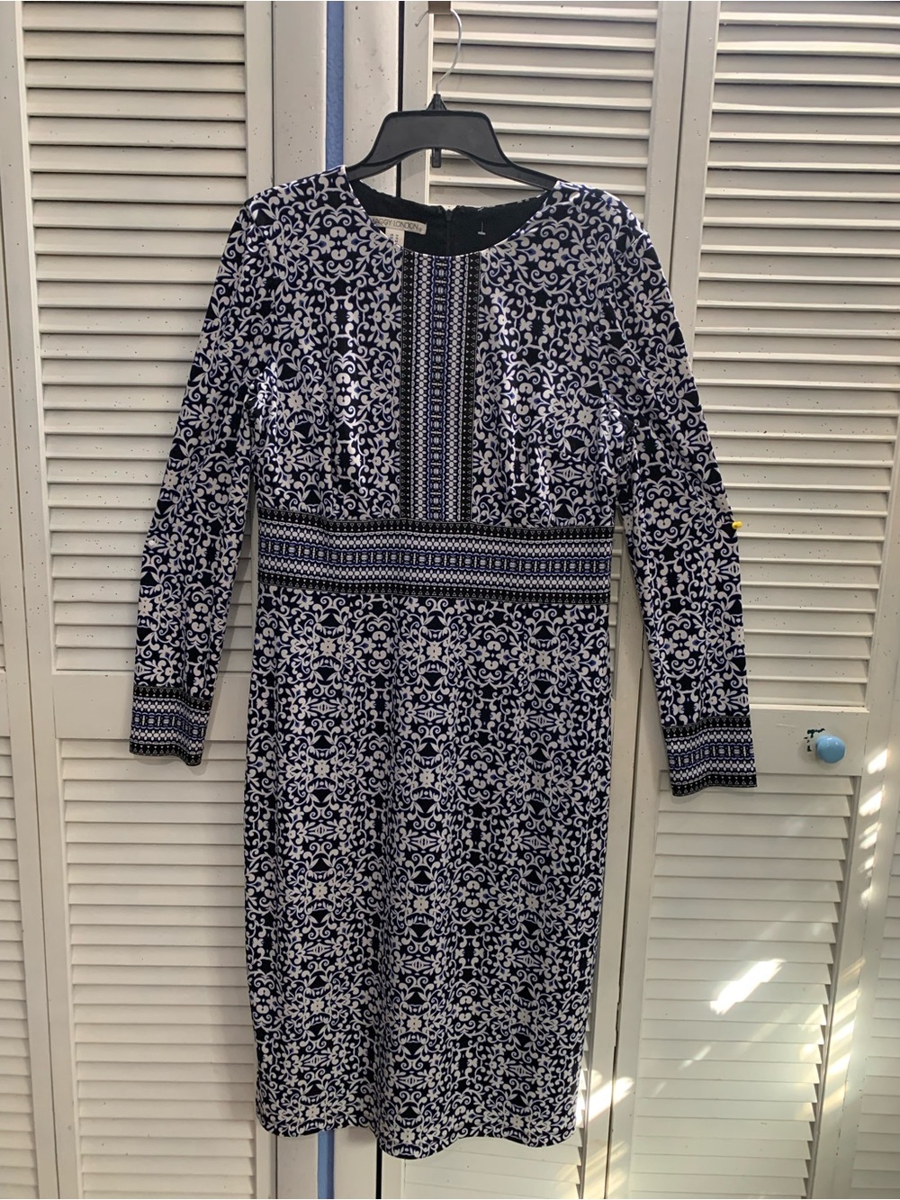 Maggie London Geometric Mosaic Print Sheath Dress Size 14